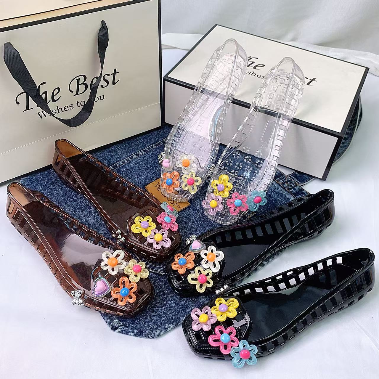 Supply Florist - Fashionable Women's Shoes Jelly Crystal Shoes