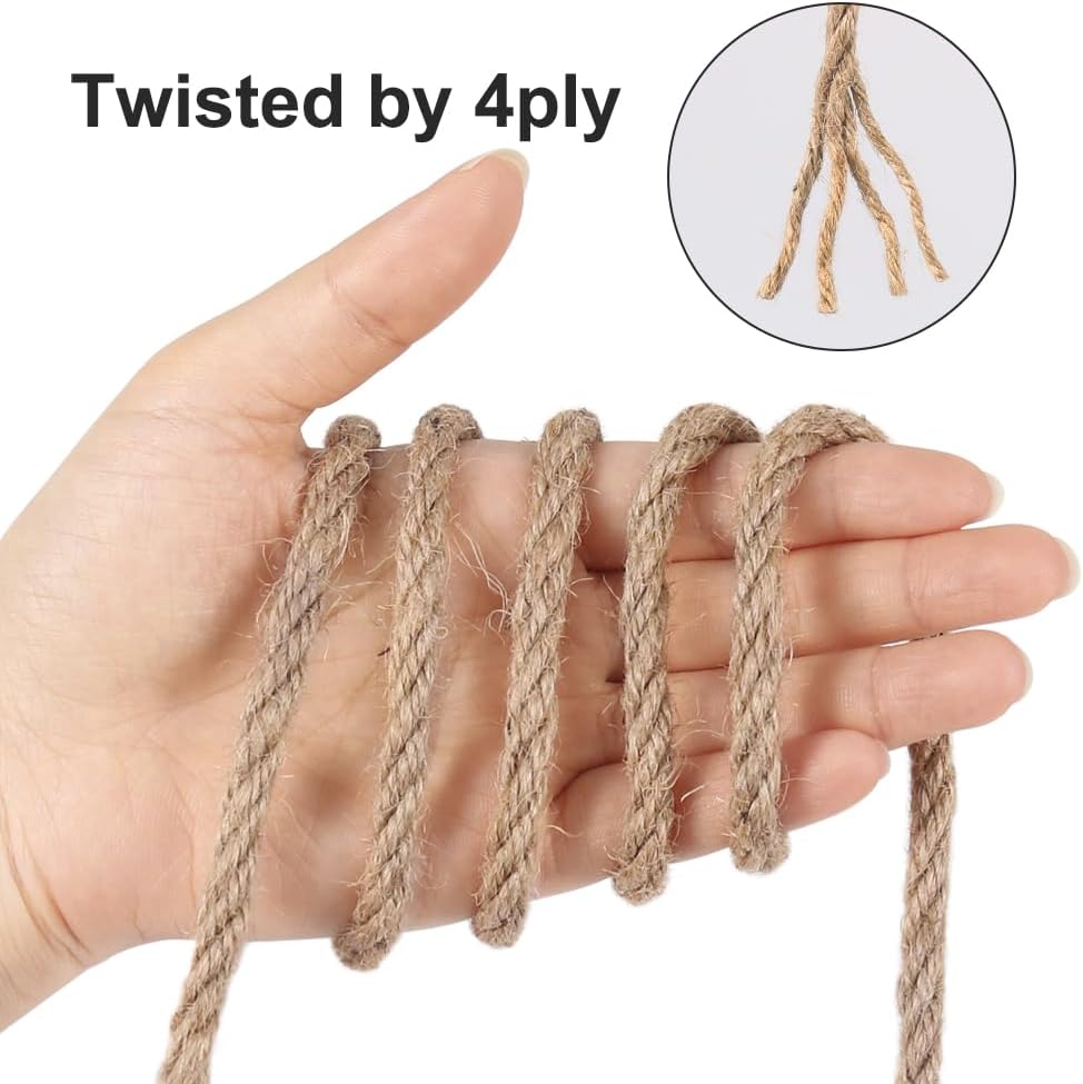 6mm Jute Rope 50ft, Natural Tw - Twine Jute Natural 评论和价格