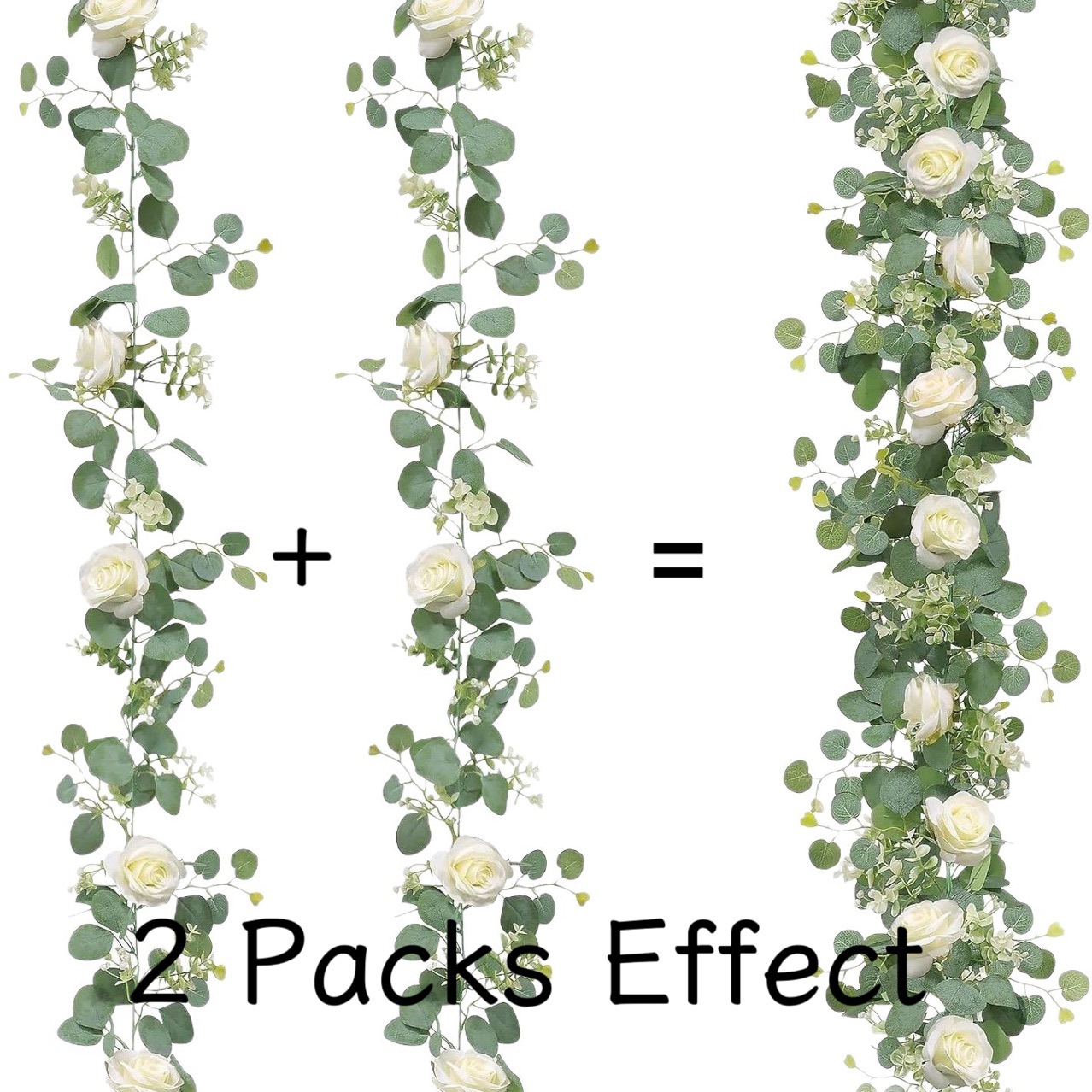 1pc Artificial White Rose Flow - Eucalyptus Preserved 评论和价格