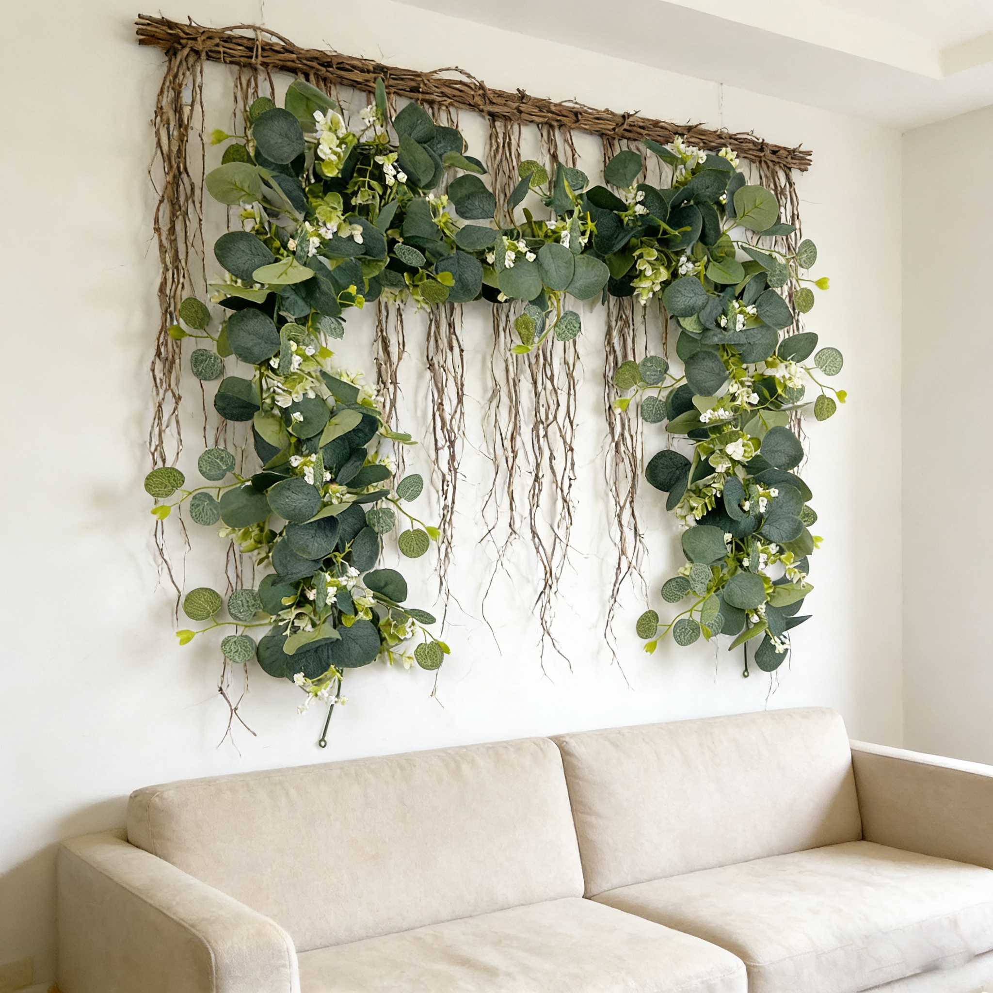 1pc Artificial Green Leaf Garl - Eucalyptus Preserved 评论和价格