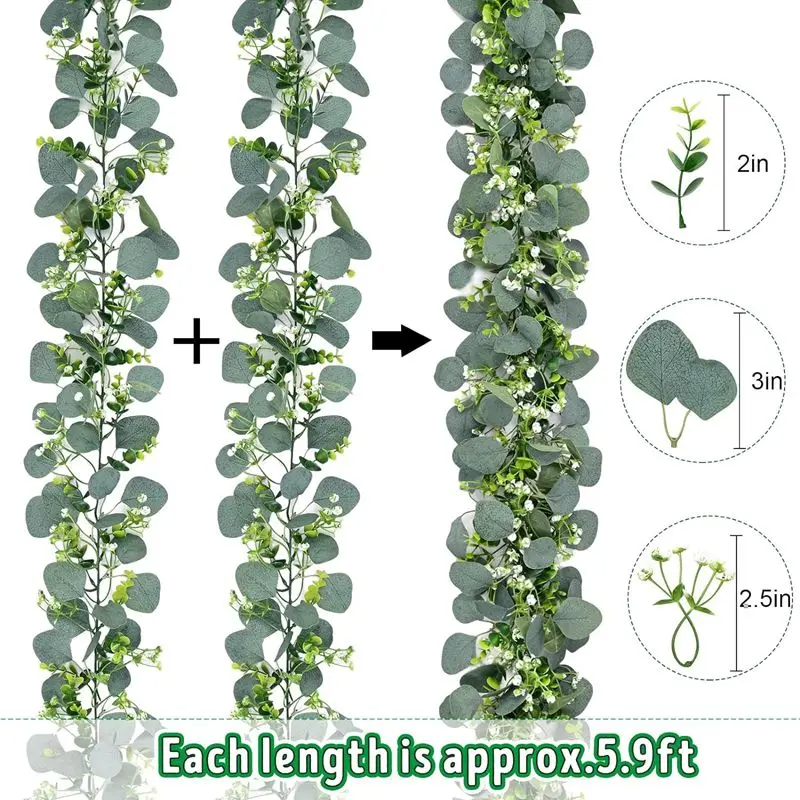 1pc Artificial Green Leaf Garl - Eucalyptus Preserved 评论和价格